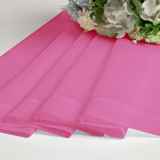 Hot Pink Sheer Curtains 36 inch Length 2 Panels Set, Light Filtering Voile Rod - Image 7