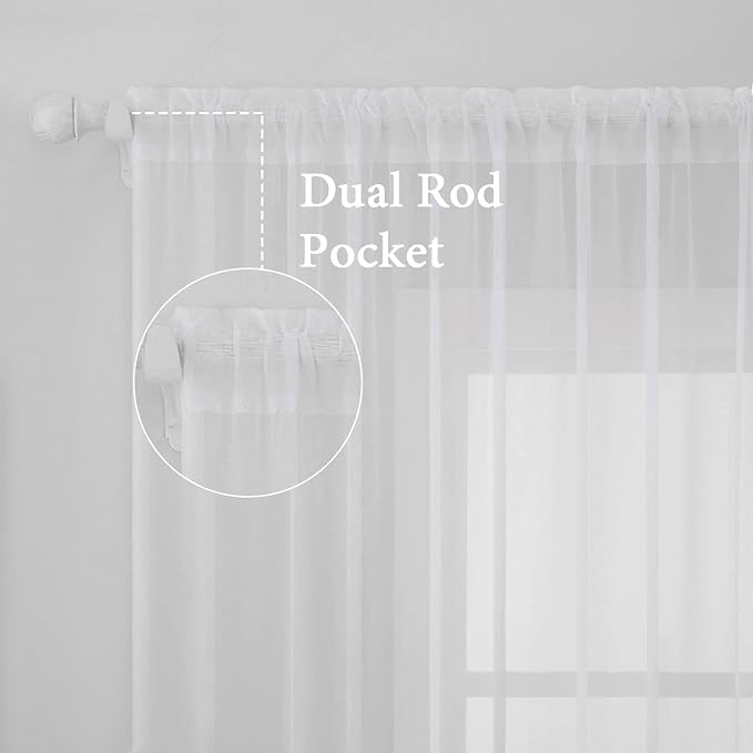 MIULEE 2 Panels White Sheer Curtains - Image 2