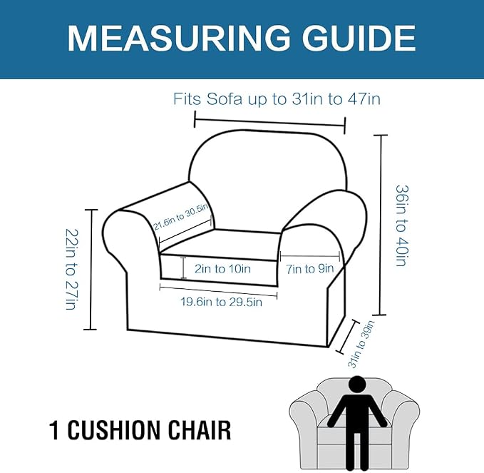 H.VERSAILTEX 2-Pieces Chair Cover Slipcover Furniture Protector Armchair Cover - Image 2