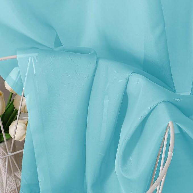 Aqua Sheer Curtains 96 Inches Long 2 Panels - Image 5