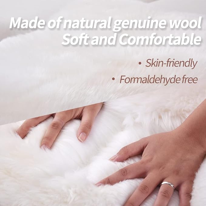 IRIWOOL Premium Genuine Fur Sheepskin Rug Real Australia Sheepskin Natural - Image 4