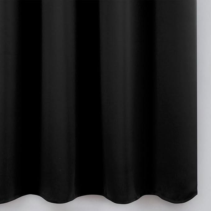 Blackout Curtains 66 x 54 Inch Long Black Curtains Set of 2 Panels Room - Image 8