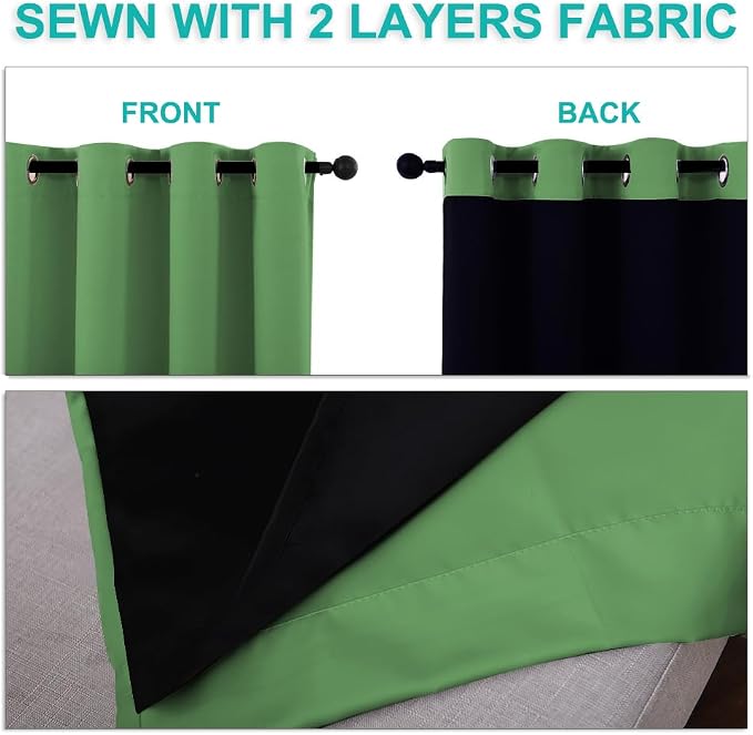 NICETOWN 100% Blackout Curtains 84 inches Long, Forest Green, 52 inches Wide - Image 5