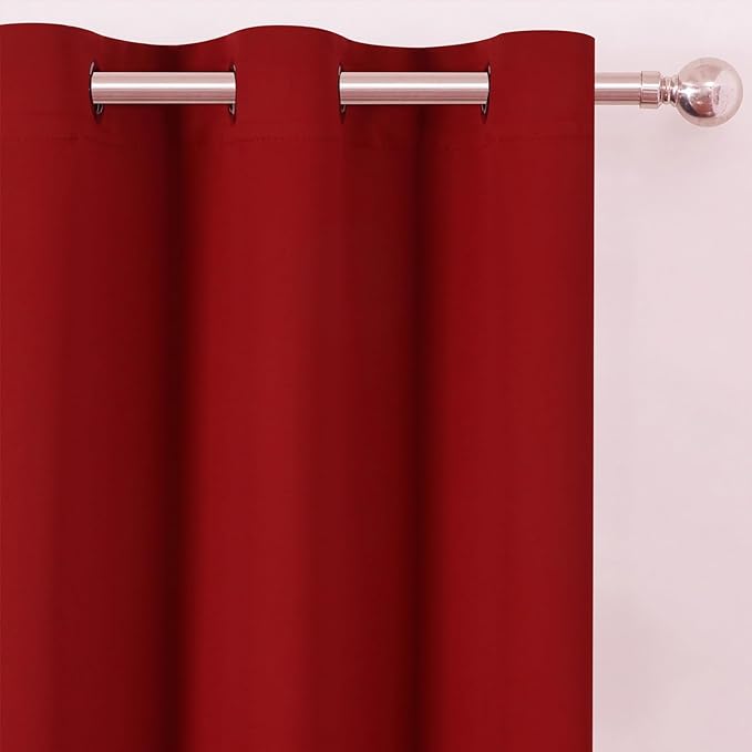 Blackout Curtains 66 x 72 Inch Long Red Curtains Set of 2 Panels Room Darkening - Image 6