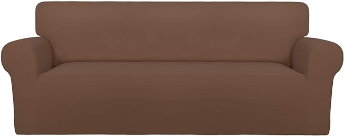 PureFit Stretch Couch Covers for Sofa Large Sofa Slipcovers Brown | 1-Piece by PureFit