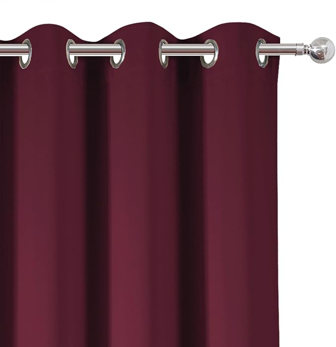 Burgundy Red Blackout Curtains 34 x 54 Inch Length/Set of 2 Curtain - Image 6