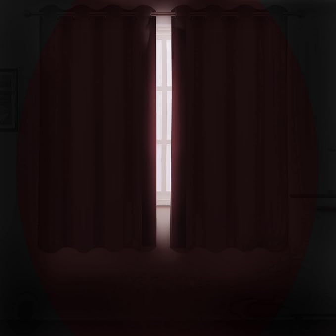 Burgundy Red Blackout Curtains 66 x 63 Inch Length/Set of 2 Curtain - Image 3