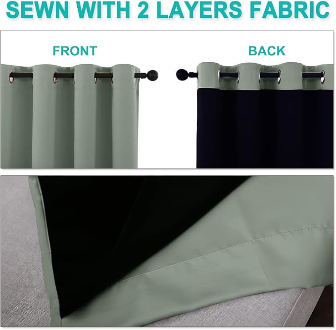 NICETOWN 100% Blackout Curtains 57 inches Long, Double-Deck Completely Blackout - Image 5