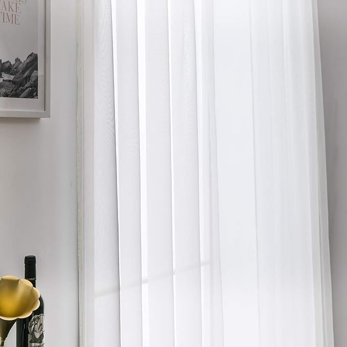 MIULEE 2 Panels Sheer Curtains for Living Room 54 X 84 Inches Ivory | Window - Image 5