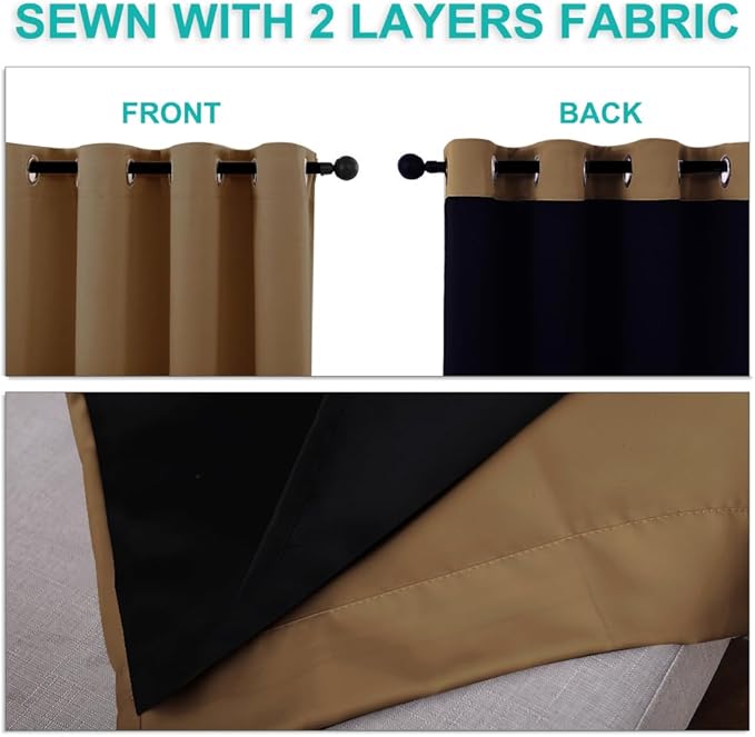 NICETOWN 100% Blackout Window Curtain Panels, Heat and Cold Blocking Drapes - Image 5