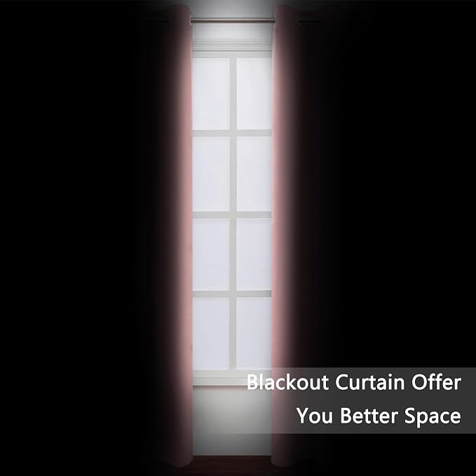 Pink Blackout Curtains 34 x 63 Inch Length/Set of 2 Curtain Panels/Thermal - Image 3