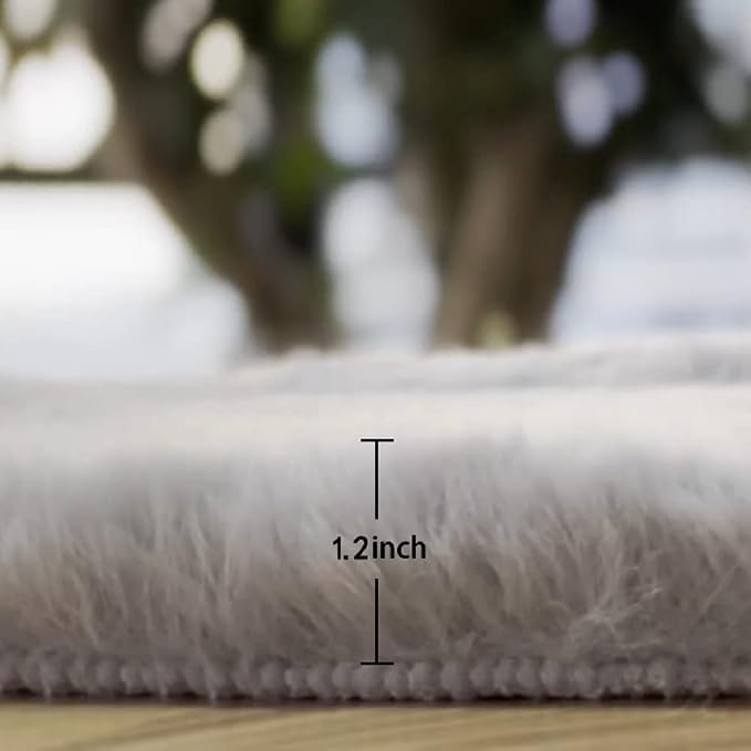 ORINOVA Faux Fuzzy Machine Washable Bunny Fur Area Rugs - Image 2