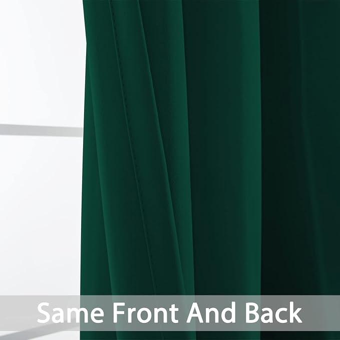 Yakamok Room Darkening Curtains 62x63 inch Length Dark Green-Living Room | 2 - Image 6
