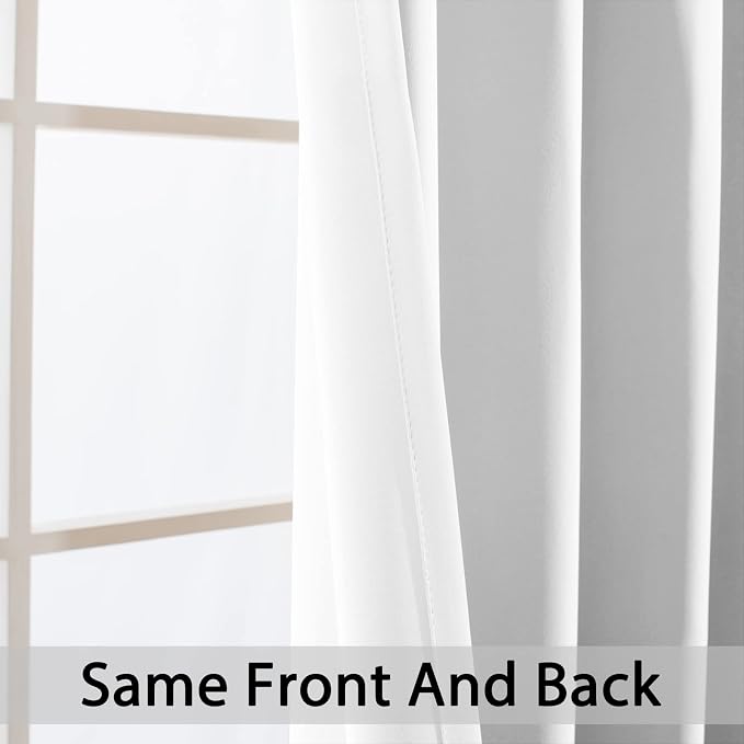 Yakamok Room Darkening Curtains 42x84 inch Length Pure White-Living Room | 2 - Image 3