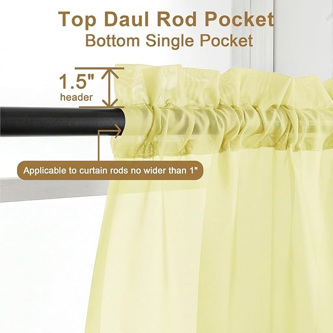 Chyhomenyc Sheer Tier Curtains 24 Inch Length - Image 5