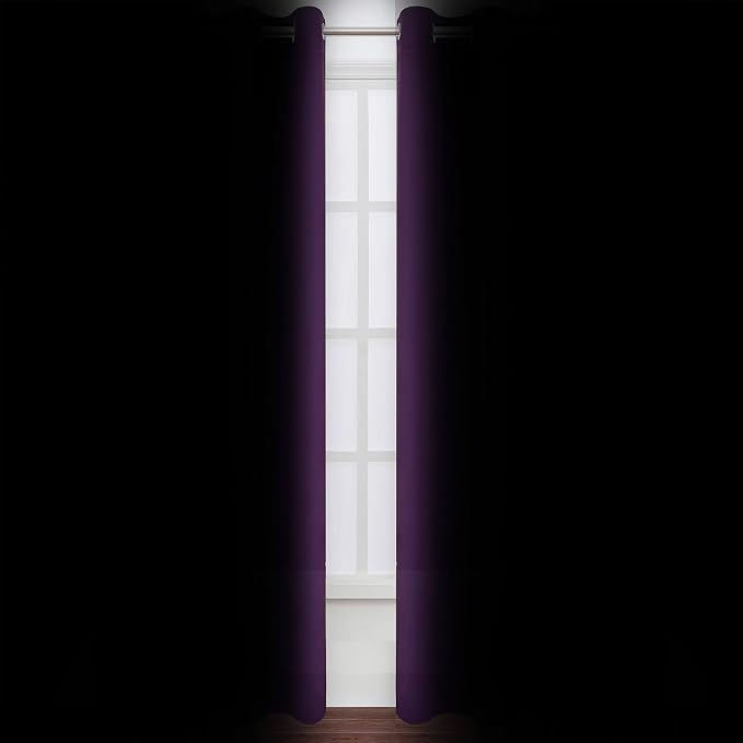 Purple Thermal Blackout Curtains/38 x 84 Inch/Set of 2 Panels Room Darkening - Image 3