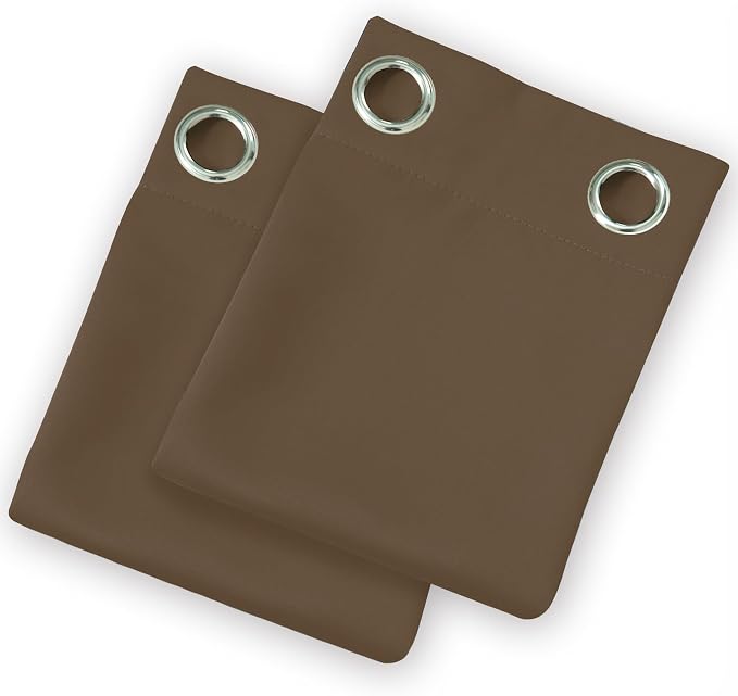 Brown Blackout Curtains 42 x 54 Inch Length Set of 2 Panels Grommet Bedroom - Image 9
