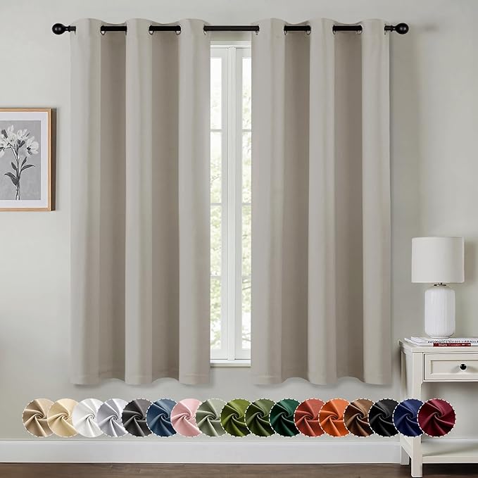 MIULEE Blackout Curtains for Bedroom 2 Panels 40 x 54 Inch Long Natural | by MIULEE