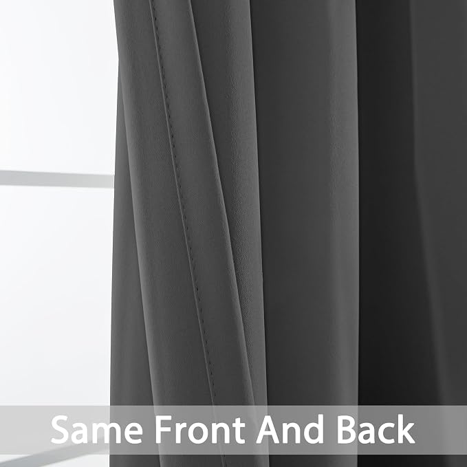 Yakamok Room Darkening Curtains 52x54 inch Length Charcoal Grey-Living Room | 2 - Image 4