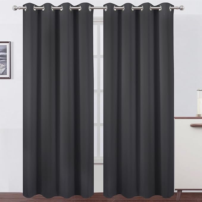 Blackout Curtains 66 x 95 inch/Dark Grey Curtains Set of 2 Panels/Thermal by Lemomo