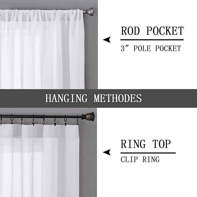 Tollpiz Sheer Curtain Linen Textured Living Room Curtains Sheer Light Filtering - Image 5