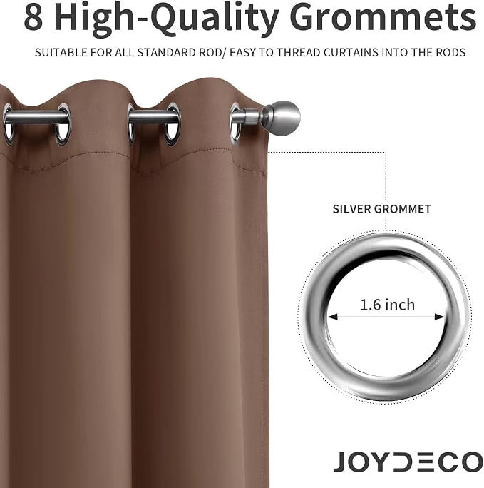 Joydeco Blackout Curtains 72 Inch Length 2 Panels Set, Thermal Insulated Long - Image 2