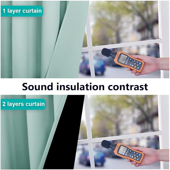 NICETOWN Aqua Blue 100% Blackout Lined Curtains, 2 Thick Layers Completely - Image 4