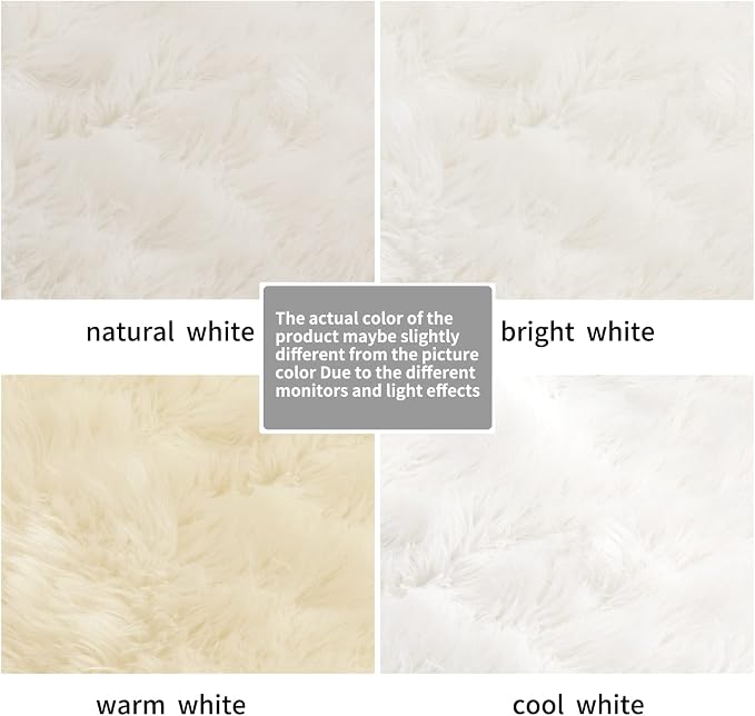 SERISSA 4x6 Fluffy White Faux Fur Area Rug - Image 6