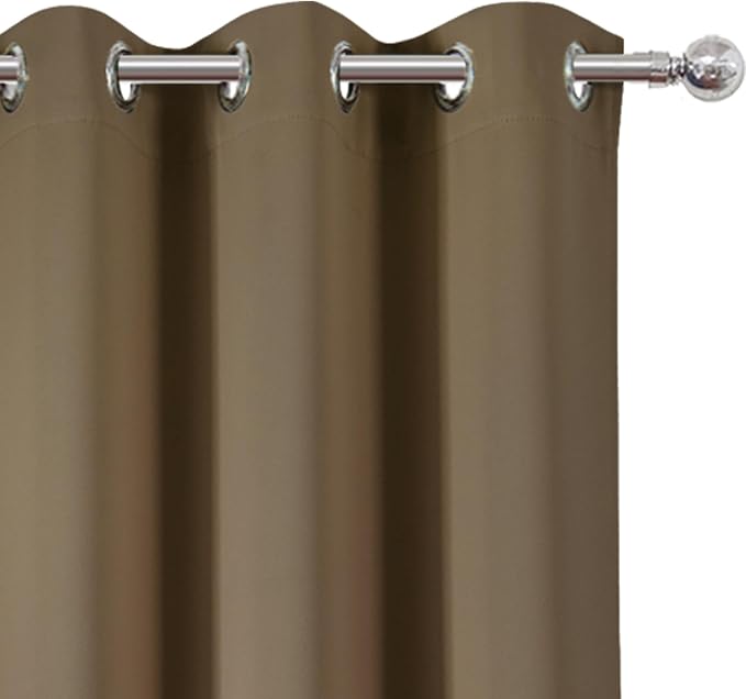 Brown Thermal Blackout Curtains/42 x 72 Inch/Set of 2 Panels Room Darkening - Image 7