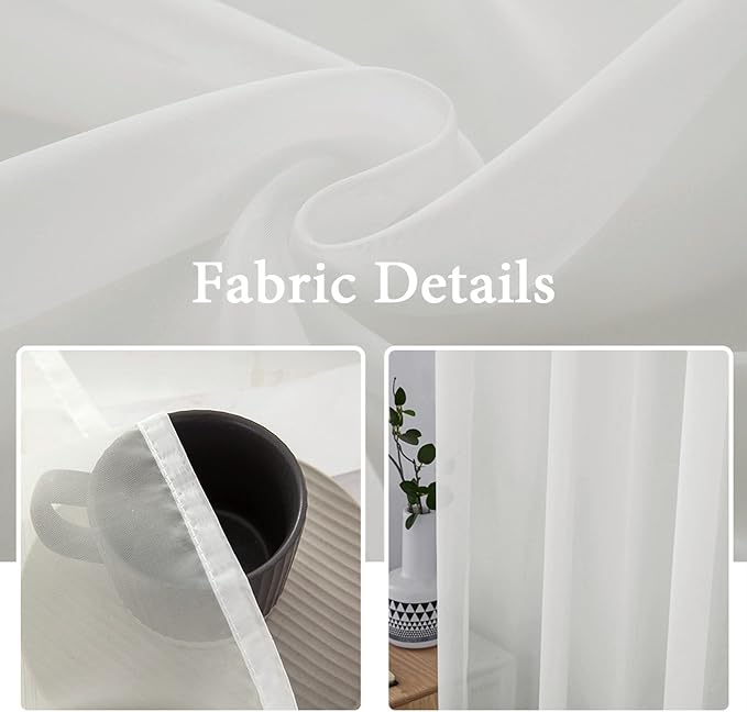MIULEE 2 Panels Sheer Curtains for Living Room 54 X 72 Inches Ivory | Window - Image 2