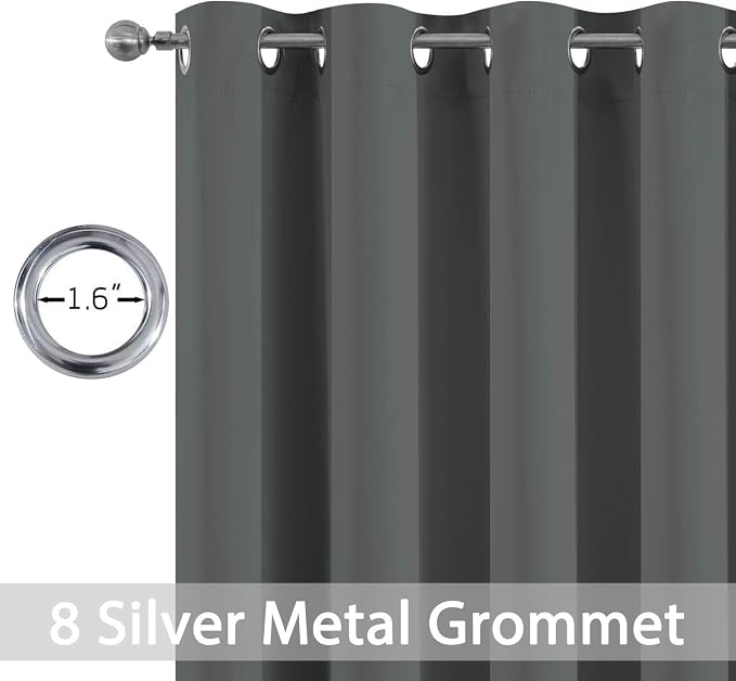 Yakamok Room Darkening Curtains 52x84 inch Length Dark Grey-Living Room | 2 - Image 4