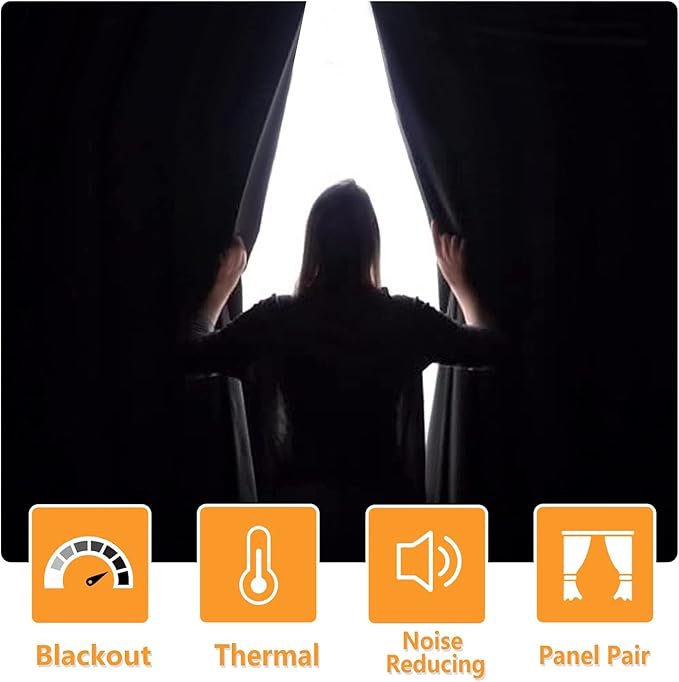 Blackout Curtains for Bedroom, Hunter Green, 38 x 72 Inch, 2 Panels | Noise - Image 2