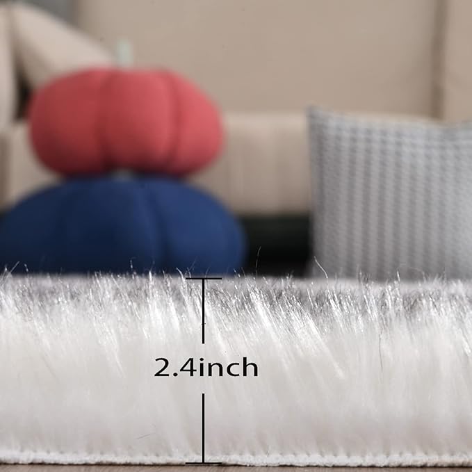 ORINOVA Grey and White Plush Shag Washable Rugs - Image 2