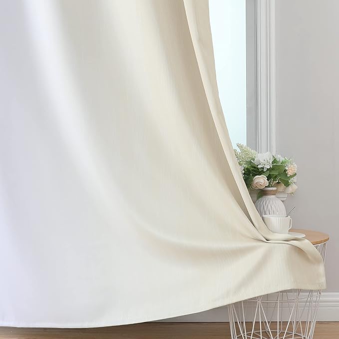 Beige and Greyish White Ombre Blackout Curtains Living Room 84 Inches Long | - Image 6