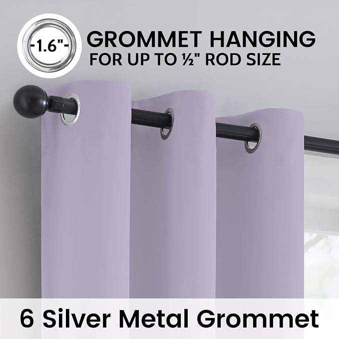 SimpleHome Lilac 100% Blackout Curtains Room Darkening Living Room 84 Inch | - Image 6