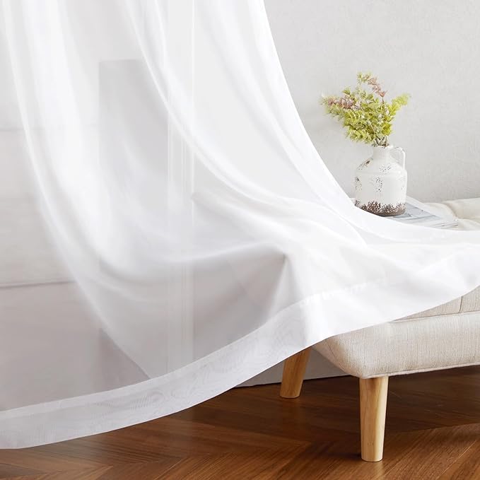 NICETOWN White Sheer Sliding Door Curtains 90 inches Long - Image 7