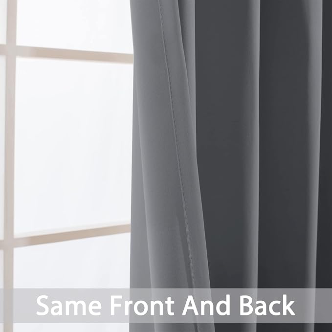 Yakamok Grey Room Darkening Curtains 62x96 inch Gray Grommet-Living Room | 2 - Image 6