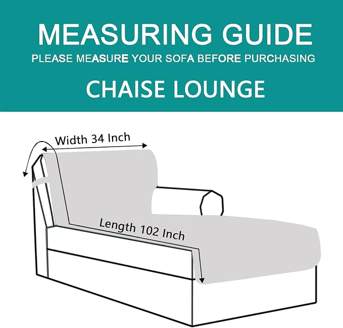 U-NICE HOME Sectional Couch Cover Chaise Lounge Cover, Pet Friendly, Elastic - Image 4