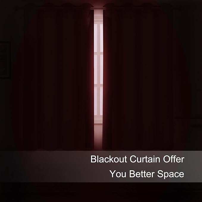 Red Blackout Curtains/52 x 72 Inch/Set of 2 Panels Room Darkening Curtains - Image 3