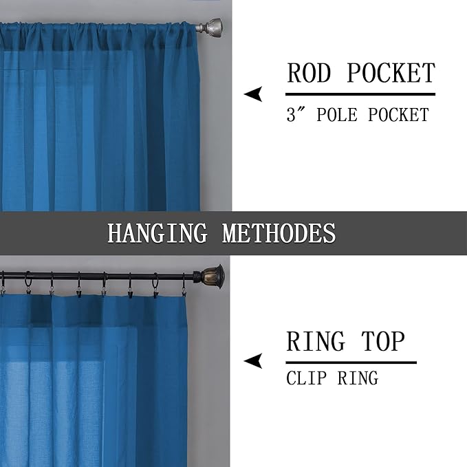 Tollpiz Sheer Curtains Living Room Linen Textured Curtain Sheers Light - Image 5