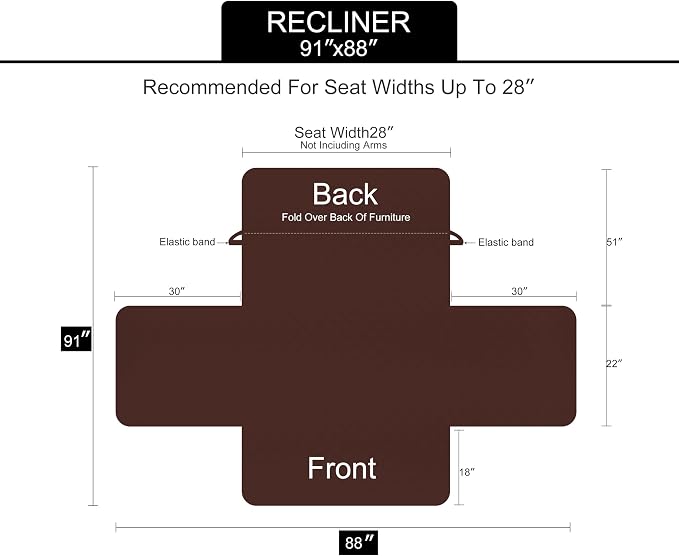 U-NICE HOME Reversible Recliner Chair Covers, Chocolate/Taupe | 28''Recliner - Image 6