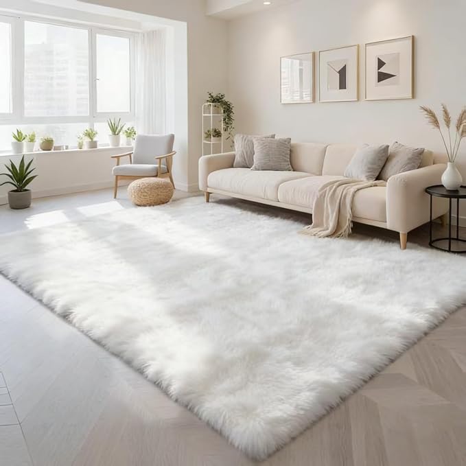 6x9 Area Rug Fluffy Shaggy Ultra Soft Faux Fur Non-Slip Machine Washable Carpet - Image 4