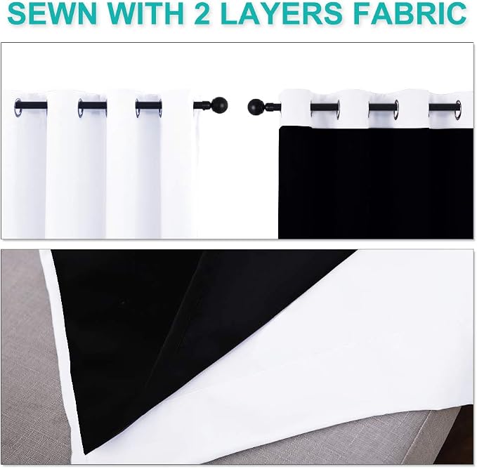 NICETOWN Full Shading Curtains 90 inches Long 2 Panels Set - Image 5