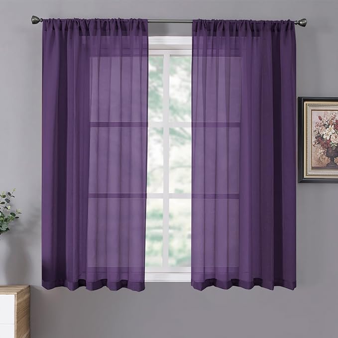 Tollpiz Sheer Curtains Living Room Linen Textured Curtain Sheers Light by Tollpiz