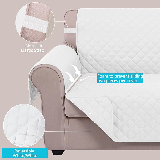 U-NICE HOME Reversible Recliner Chair Covers, Pet Friendly, Elastic Straps - Image 3