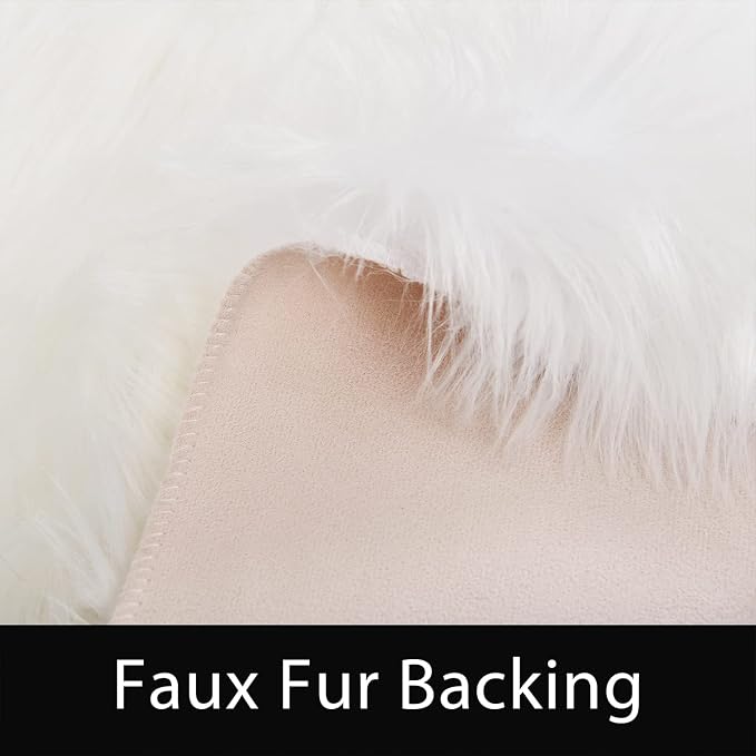 Latepis Runner Rugs for Hallway 2x8 White Faux Sheepskin Fur Rug Fluffy Shag - Image 3