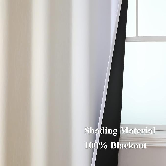 Beige and Greyish White Ombre Blackout Curtains Living Room 84 Inches Long | - Image 5