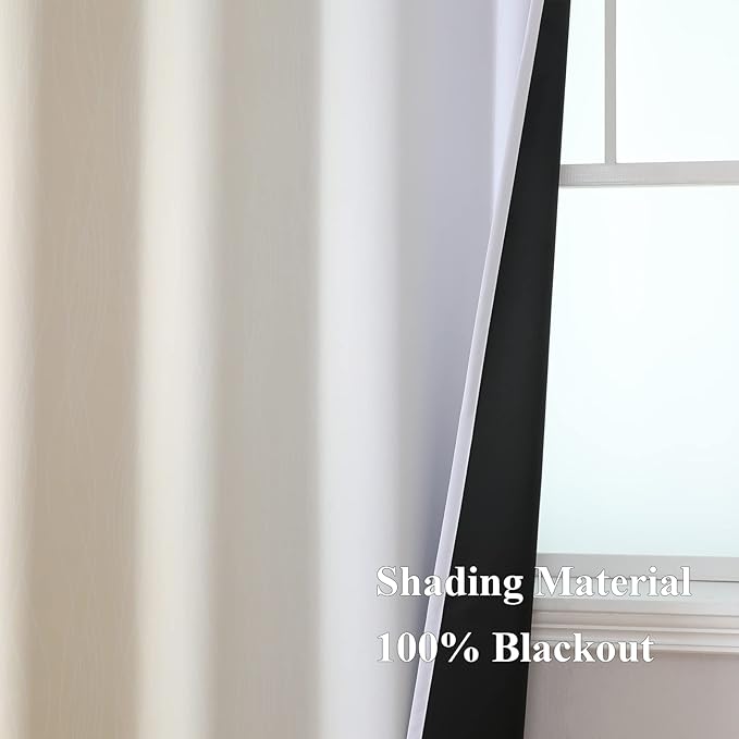Beige and Grayish White Ombre Blackout Curtains Living Room 84 Inches Long | - Image 5