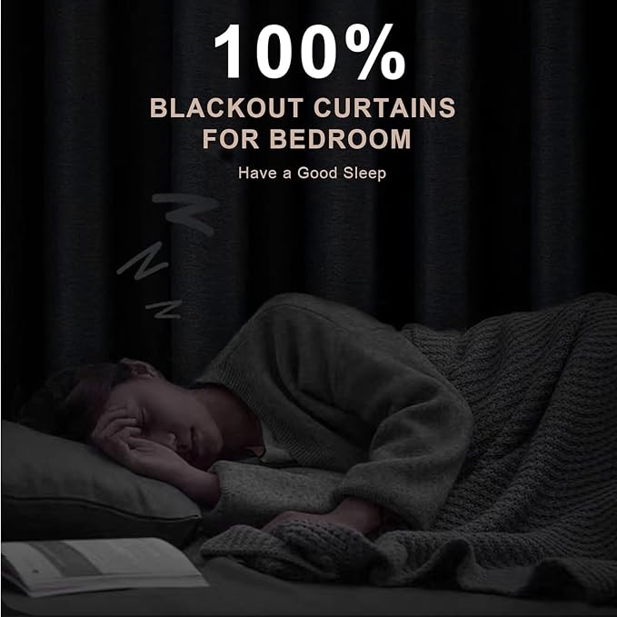 INOVADAY Extra Wide 100% Blackout Linen Curtains - Image 4