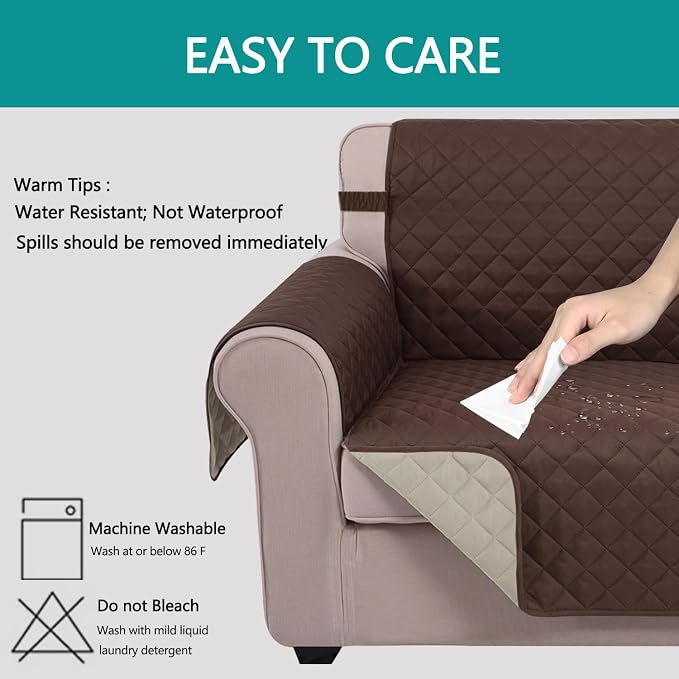 U-NICE HOME Reversible 23''Recliner Small Chair Cover, Coffee/Beige | Recliner - Image 4